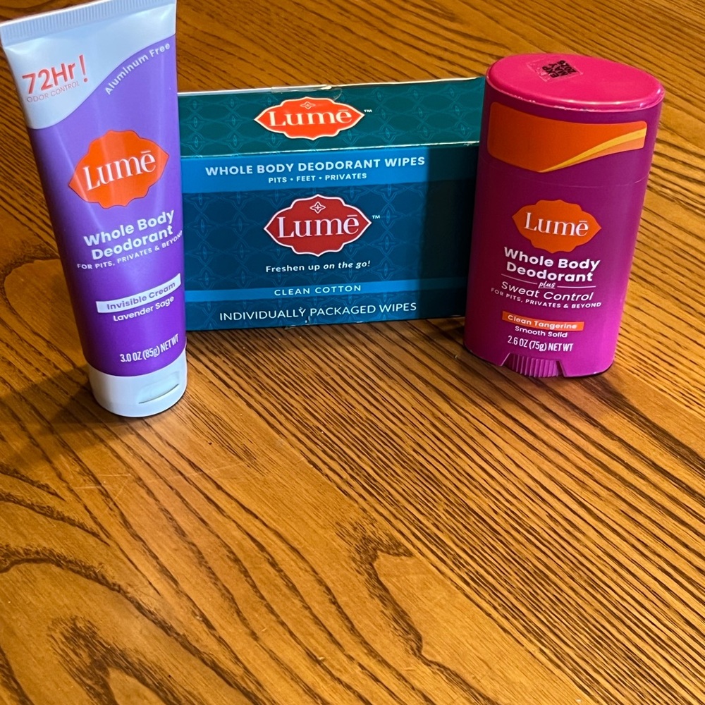 Lume whole body deodorant 3 piece set.